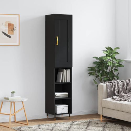 Buffet haut Noir 34,5x34x180 cm Bois d'ingénierie - Photo n°2; ?>