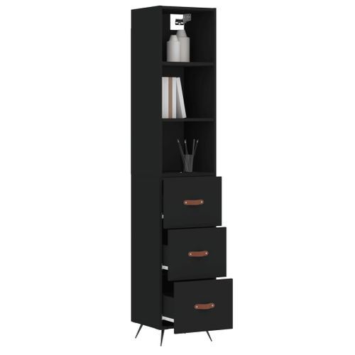 Buffet haut Noir 34,5x34x180 cm Bois d'ingénierie - Photo n°3; ?>