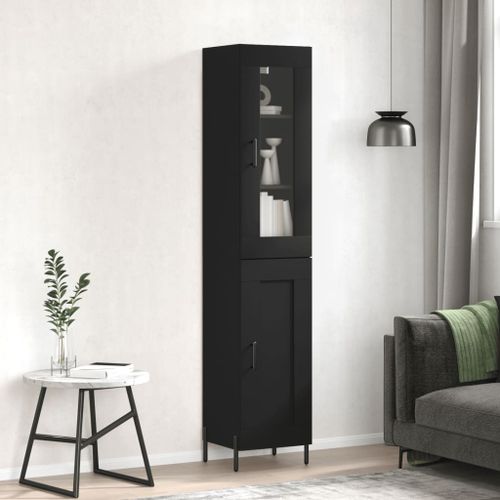 Buffet haut Noir 34,5x34x180 cm Bois d'ingénierie - Photo n°2; ?>