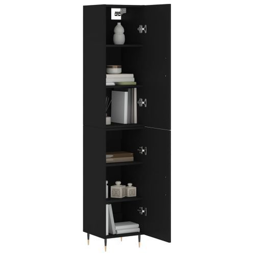 Buffet haut Noir 34,5x34x180 cm Bois d'ingénierie - Photo n°3; ?>