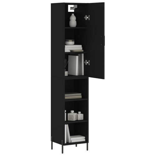 Buffet haut Noir 34,5x34x180 cm Bois d'ingénierie - Photo n°3; ?>