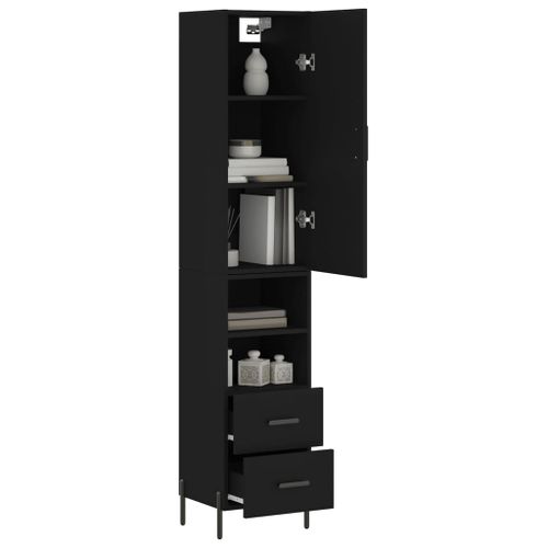 Buffet haut Noir 34,5x34x180 cm Bois d'ingénierie - Photo n°3; ?>