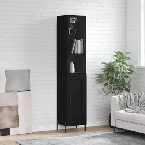 Buffet haut Noir 34,5x34x180 cm Bois d'ingénierie - Photo n°2; ?>