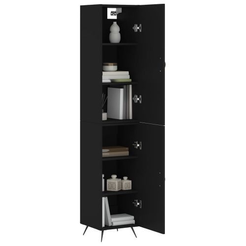 Buffet haut Noir 34,5x34x180 cm Bois d'ingénierie - Photo n°3; ?>