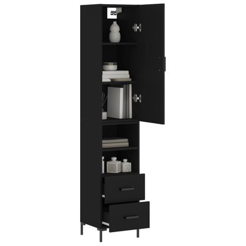 Buffet haut Noir 34,5x34x180 cm Bois d'ingénierie - Photo n°3; ?>