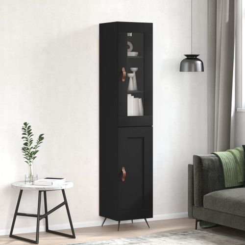 Buffet haut Noir 34,5x34x180 cm Bois d'ingénierie - Photo n°2; ?>