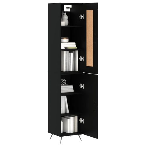 Buffet haut Noir 34,5x34x180 cm Bois d'ingénierie - Photo n°3; ?>