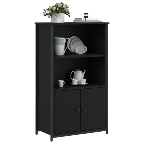 Buffet haut noir 62x32x103,5 cm bois d'ingénierie - Photo n°3; ?>