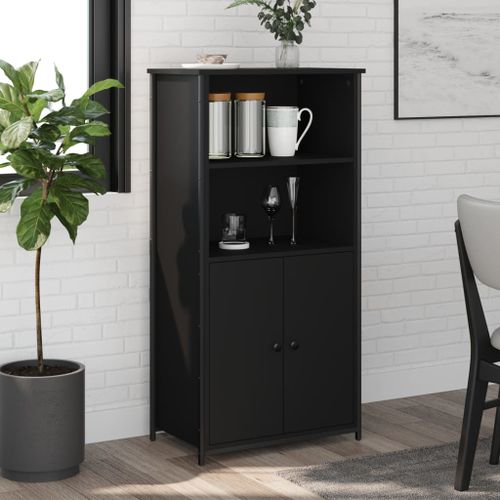 Buffet haut noir 62x36x121,5 cm bois d'ingénierie - Photo n°2; ?>