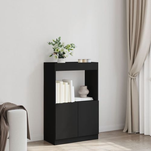 Buffet haut noir 63x33x100 cm bois d'ingénierie - Photo n°3; ?>