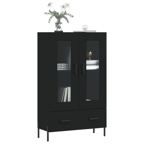 Buffet haut noir 69,5x31x115 cm bois d'ingénierie - Photo n°3; ?>