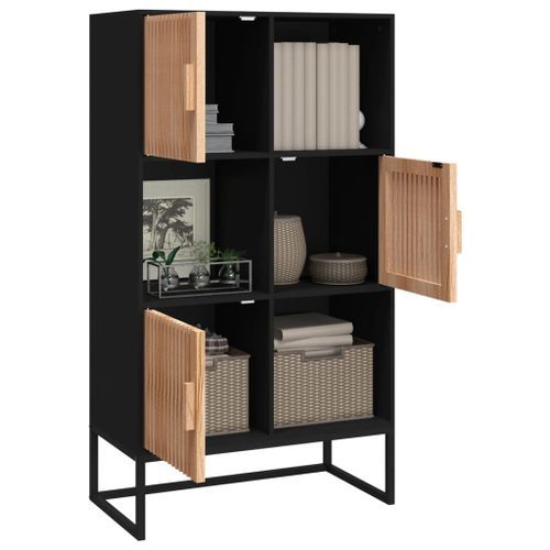 Buffet haut noir 70x35x125 cm bois d'ingénierie - Photo n°3; ?>