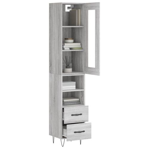 Buffet haut Sonoma gris 34,5x34x180 cm Bois d'ingénierie - Photo n°3; ?>