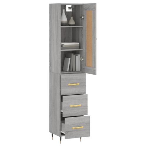 Buffet haut Sonoma gris 34,5x34x180 cm Bois d'ingénierie - Photo n°3; ?>