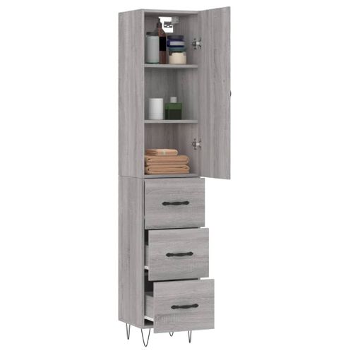 Buffet haut Sonoma gris 34,5x34x180 cm Bois d'ingénierie - Photo n°3; ?>