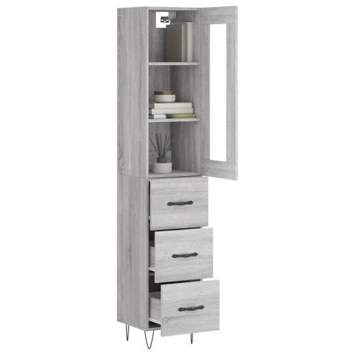 Buffet haut Sonoma gris 34,5x34x180 cm Bois d'ingénierie - Photo n°3; ?>