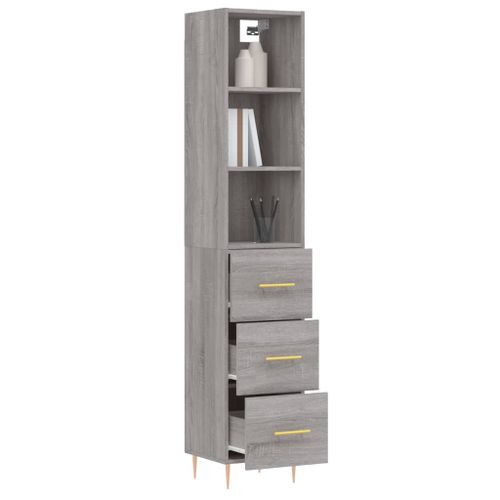 Buffet haut Sonoma gris 34,5x34x180 cm Bois d'ingénierie - Photo n°3; ?>