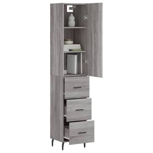 Buffet haut Sonoma gris 34,5x34x180 cm Bois d'ingénierie - Photo n°3; ?>