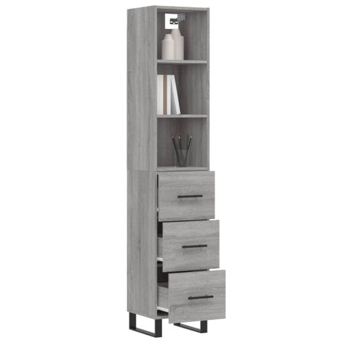 Buffet haut Sonoma gris 34,5x34x180 cm Bois d'ingénierie - Photo n°3; ?>