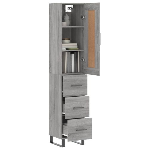 Buffet haut Sonoma gris 34,5x34x180 cm Bois d'ingénierie - Photo n°3; ?>