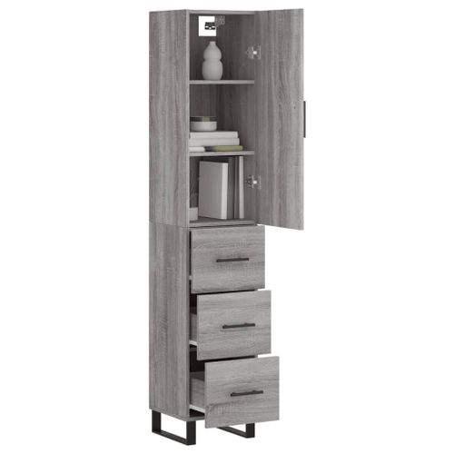 Buffet haut Sonoma gris 34,5x34x180 cm Bois d'ingénierie - Photo n°3; ?>