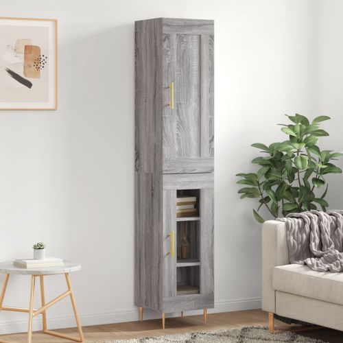 Buffet haut sonoma gris 34,5x34x180 cm bois d'ingénierie - Photo n°2; ?>