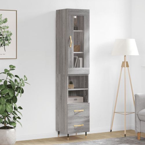 Buffet haut Sonoma gris 34,5x34x180 cm Bois d'ingénierie - Photo n°2; ?>