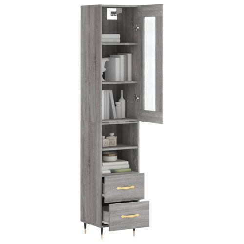 Buffet haut Sonoma gris 34,5x34x180 cm Bois d'ingénierie - Photo n°3; ?>