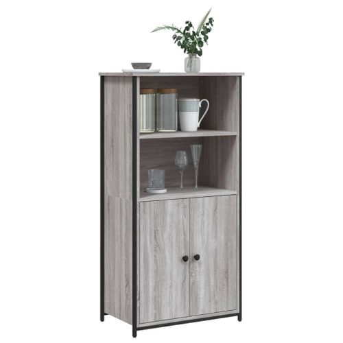 Buffet haut sonoma gris 62x36x121,5 cm bois d'ingénierie - Photo n°3; ?>