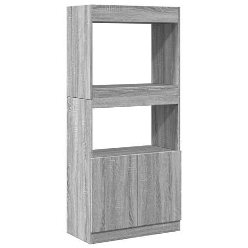 Buffet haut sonoma gris 63x33x140 cm bois d'ingénierie - Photo n°2; ?>