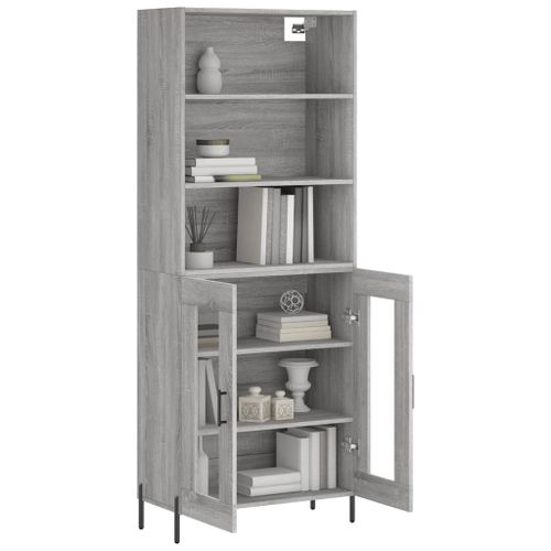 Buffet haut Sonoma gris 69,5x34x180 cm Bois d'ingénierie - Photo n°3; ?>