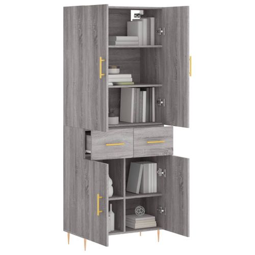 Buffet haut Sonoma gris 69,5x34x180 cm Bois d'ingénierie - Photo n°3; ?>