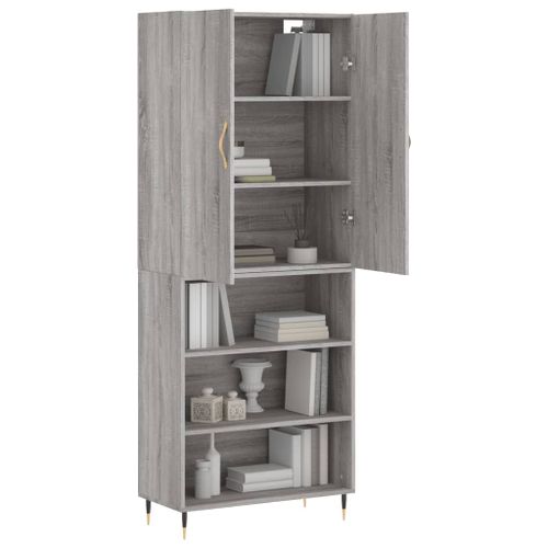 Buffet haut Sonoma gris 69,5x34x180 cm Bois d'ingénierie - Photo n°3; ?>