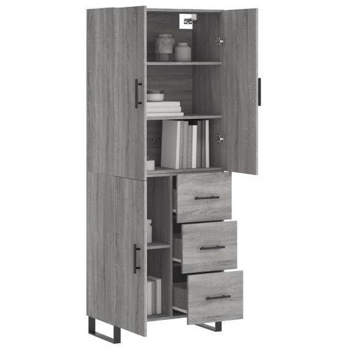 Buffet haut Sonoma gris 69,5x34x180 cm Bois d'ingénierie - Photo n°3; ?>