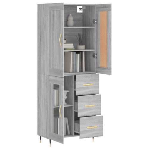 Buffet haut Sonoma gris 69,5x34x180 cm Bois d'ingénierie - Photo n°3; ?>