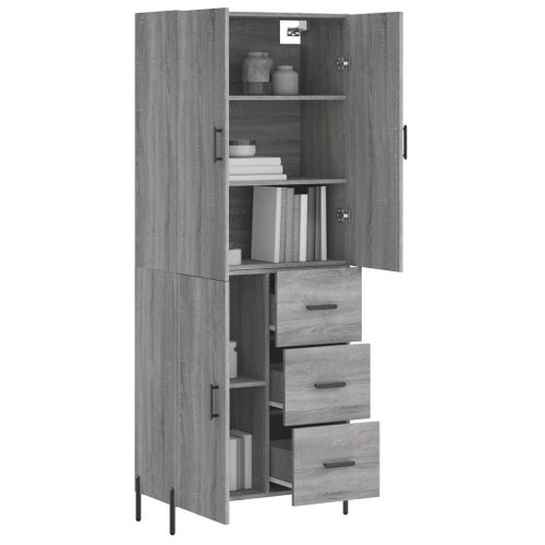 Buffet haut Sonoma gris 69,5x34x180 cm Bois d'ingénierie - Photo n°3; ?>