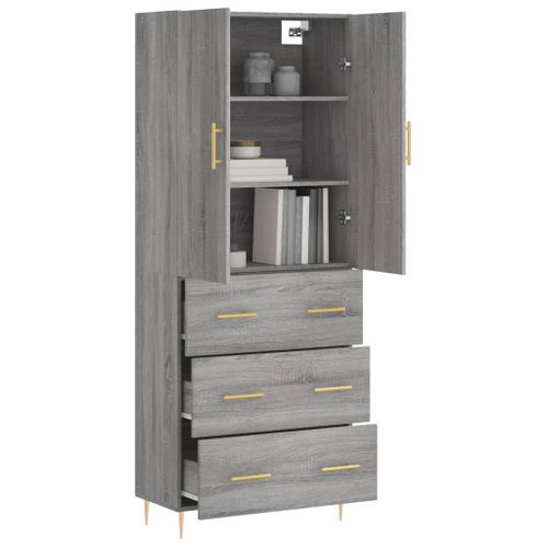 Buffet haut Sonoma gris 69,5x34x180 cm Bois d'ingénierie - Photo n°3; ?>