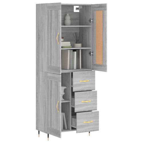 Buffet haut Sonoma gris 69,5x34x180 cm Bois d'ingénierie - Photo n°3; ?>