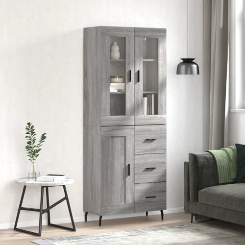 Buffet haut Sonoma gris 69,5x34x180 cm Bois d'ingénierie - Photo n°2; ?>