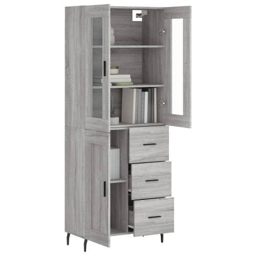 Buffet haut Sonoma gris 69,5x34x180 cm Bois d'ingénierie - Photo n°3; ?>