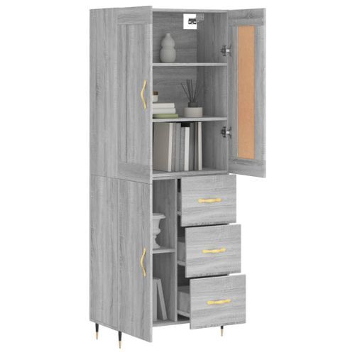 Buffet haut Sonoma gris 69,5x34x180 cm Bois d'ingénierie - Photo n°3; ?>