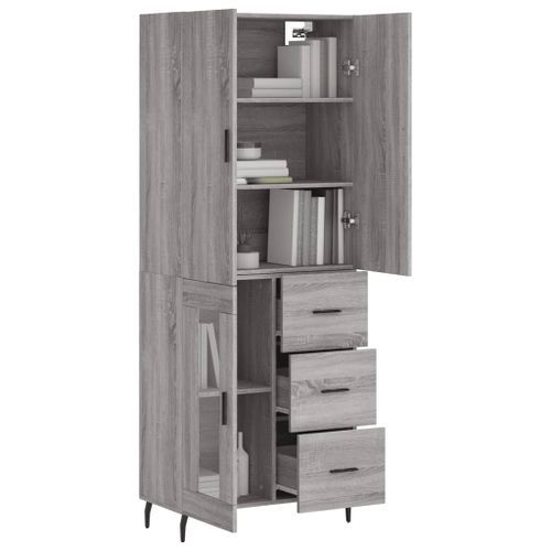 Buffet haut Sonoma gris 69,5x34x180 cm Bois d'ingénierie - Photo n°3; ?>