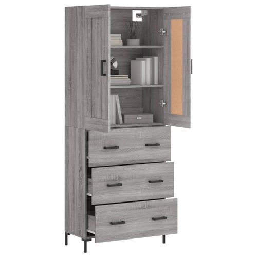 Buffet haut Sonoma gris 69,5x34x180 cm Bois d'ingénierie - Photo n°3; ?>