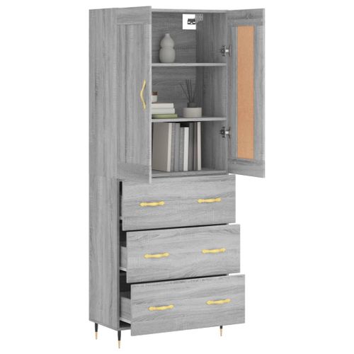 Buffet haut Sonoma gris 69,5x34x180 cm Bois d'ingénierie - Photo n°3; ?>