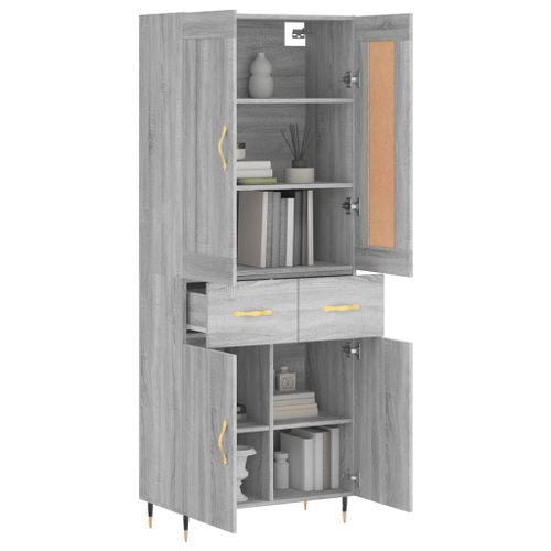 Buffet haut Sonoma gris 69,5x34x180 cm Bois d'ingénierie - Photo n°3; ?>