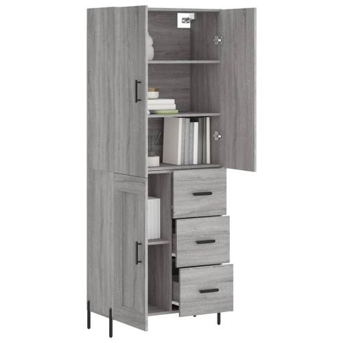 Buffet haut Sonoma gris 69,5x34x180 cm Bois d'ingénierie - Photo n°3; ?>