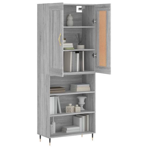 Buffet haut Sonoma gris 69,5x34x180 cm Bois d'ingénierie - Photo n°3; ?>