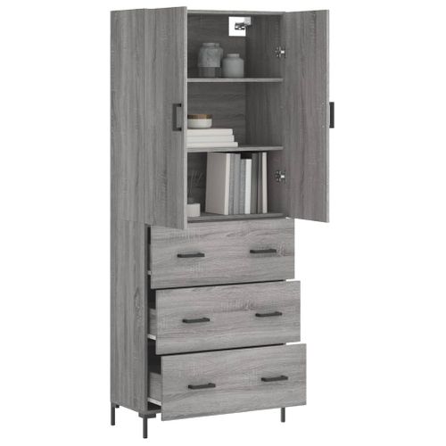 Buffet haut Sonoma gris 69,5x34x180 cm Bois d'ingénierie - Photo n°3; ?>