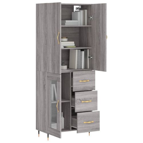 Buffet haut Sonoma gris 69,5x34x180 cm Bois d'ingénierie - Photo n°3; ?>