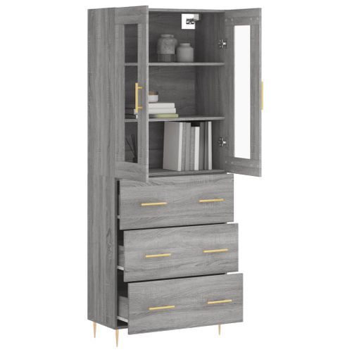 Buffet haut Sonoma gris 69,5x34x180 cm Bois d'ingénierie - Photo n°3; ?>